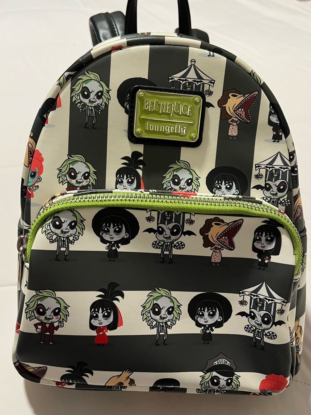 Loungefly Beetlejuice Chibi Characters Striped Mini Backpack Tim Burton